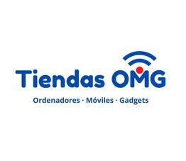 Logotipo de Tiendas OMG con texto sobre ordenadores, móviles y gadgets.