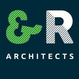 Logo van &R Architects: groene '&' en witte 'R' boven het woord "ARCHITECTS" op een donkere achtergrond.