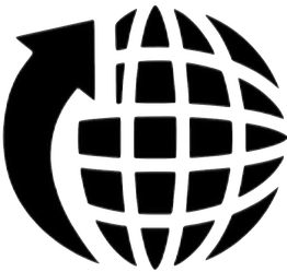 Eine Weltkugel mit einem Pfeil, der nach oben zeigt, symbolisiert globalen Fortschritt.