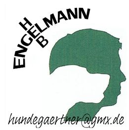 Silhouette eines Kopfes in Grün mit Text "ENGELMANN H B" und E-Mail-Adresse "hundegaertner@gmx.de".