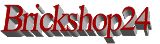 Logo mit rotem Text "Brickshop24" und grauem Schatten auf weißem Hintergrund.