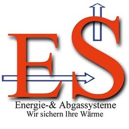 Logo mit den Buchstaben E und S, Pfeilen und Text: "Energie- & Abgassysteme. Wir sichern Ihre Wärme."