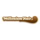 Logo mit braunem Text "Millenium Hair" und geschwungener Linie auf weißem Hintergrund.
