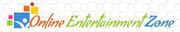Logo with colorful text: "Online Entertainment Zone" and abstract square design.
