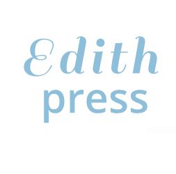 "Logo with the text 'Edith press' in elegant light blue font on a white background."