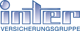 Logo mit Schriftzug "Inter" in Silber auf blauem Hintergrund.