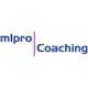 Schriftzug "mlpro | Coaching" mit blauem Text und magentafarbenem senkrechten Strich dazwischen.