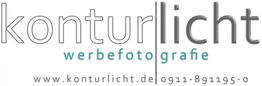 Logo von "konturlicht werbefotografie" mit Webseite und Telefonnummer in schlichter Schriftart.
