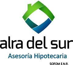 Logotipo de "Alra del Sur" con gráfico de casa en verde y azul, texto "Asesoría Hipotecaria".