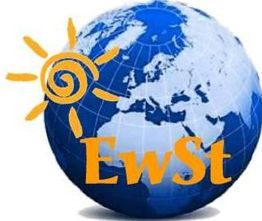 Illustration: Globus mit gelb-oranger Sonne und den Buchstaben "EwSt" darüber.