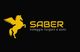 Logo giallo con un cavallo alato e la scritta "SABER noleggio furgoni e auto" su sfondo nero.