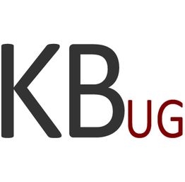 Text: "KBug" in Schwarz und Rot auf weißem Hintergrund.