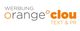 Logo mit Schriftzug "WERBUNG orange clou TEXT & PR" in Grau und Orange.