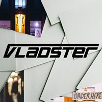 Stylized "VLADSTER" text overlaid on a geometric background with a door and "Order Here" sign.