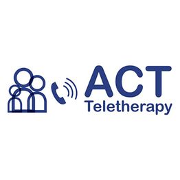 Logo with three figures, a ringing phone, and the text “ACT Teletherapy”.
