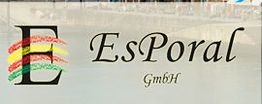 Logo mit Schriftzug "EsPoral GmbH" und buntem "E" auf hellem Hintergrund.