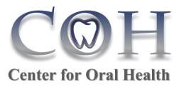 Logo of COH with a tooth inside the "O"; text below reads "Center for Oral Health."