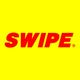 Texto "SWIPE" en rojo sobre fondo amarillo.