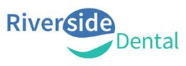 "Riverside Dental logo with stylized wave design in blue and teal."