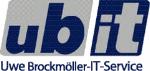 Logo mit Schriftzug: "ub it", darunter "Uwe Brockmöller-IT-Service".