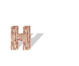 Holzstrukturen in Form des Buchstabens "H" mit einem Schatten auf weißem Hintergrund.