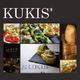 Collage von Vorspeisen und Brot mit "KUKIS" Logo, Gourmet-Snackcir.