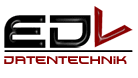 Logo mit Schriftzug "EDV-Datentechnik" in schwarz und rot.