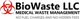 BioWaste LLC logo with biohazard symbol, text: "Medical Waste Management, No Hidden Fees."