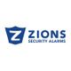Blue shield logo with "Zions Security Alarms" text in blue on a white background.