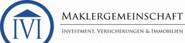 Logo der Maklergemeinschaft: Investment, Versicherungen & Immobilien mit blauem Symbol links.
