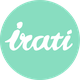 Círculo verde con la palabra "irati" en blanco, estilizada y caligráfica.