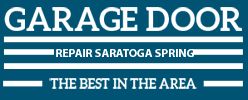 "Garage Door Repair Saratoga Spring - The Best in the Area" text on blue background.