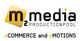 m2 media-Logo mit Slogan „eCOMMERCE and eMOTIONS“.