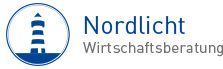 Logo mit blauem Leuchtturm und dem Text "Nordlicht Wirtschaftsberatung".