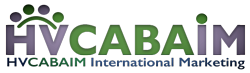 Logotipo de HVCABAIM International Marketing con texto en verde y púrpura.