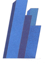 Illustration von vier blauen Balken in unterschiedlichen Höhen, perspektivisch angeordnet.