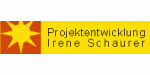 Gelbes Logo mit Sonne und Text: "Projektentwicklung Irene Schaurer".