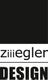 Schwarzes Logo mit weißem Text: "ziiiegler DESIGN".