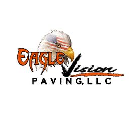 Eagle Vision Paving, LLC logo with an eagle head painted in the American flag colors.