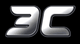 Silbernes Logo mit den Buchstaben "3C" auf schwarzem Hintergrund.