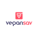 VeganSav logo with stylized V in pink and blue text.