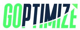 Logo mit dem Schriftzug "GOPTIMIZE" in grüner und dunkelblauer Schrift, mit aufsteigender Linie.
