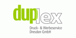 Logo von Duplex Druck- & Werbeservice Dresden GmbH; grüner und grauer Text auf weißem Hintergrund.