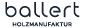 Logo mit Text "ballert" und "HOLZMANUFAKTUR" in dunkelblauer Schrift auf transparentem Hintergrund.