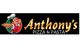 Chef holding pizza, "Anthony's Pizza & Pasta" logo on black background.
