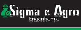 Logotipo "Sigma e Agro Engenharia" em fundo preto, com ícone verde de capacete e folha.