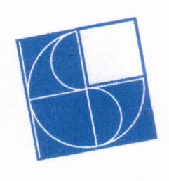 Blaues Quadrat mit weißen Linien, die Kreise und ein kleines Quadrat in abstrakter Anordnung bilden.