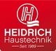 Logo von Heidrich Haustechnik auf rotem Hintergrund, mit Text "Seit 1989".