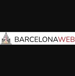 Logotipo de BarcelonaWeb con un diseño estilizado de la Sagrada Familia a la izquierda.