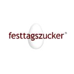 Schriftzug "festtagszucker" vor einem stilisierten Ei, minimalistisch und elegant gestaltet.